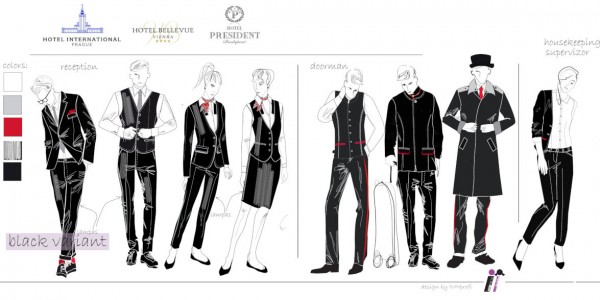 Hotel INTERNATIONAL in Prague, Hotel PRESIDENT in Budapest, Hotel BELLEVUE in Vienna, have a uniform design of uniforms!